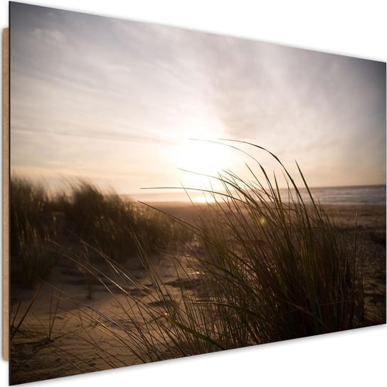 Obraz dekoracyjny FEEBY, Plaża Trawy Zachód Słońca 120x80 Feeby