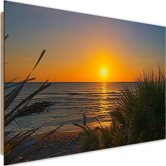 Obraz dekoracyjny FEEBY, Plaża trawy zachód słońca 60x40 Feeby