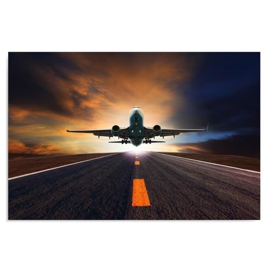 Obraz dekoracyjny FEEBY, Samolot Zachód Słońca 40x30 Feeby