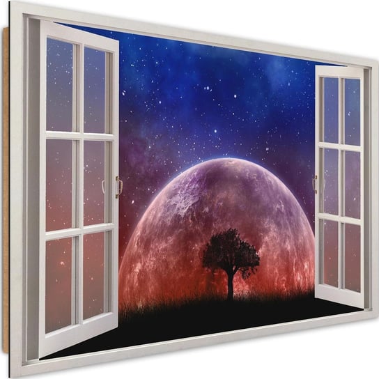 Obraz dekoracyjny FEEBY, Widok z okna Księżyc Drzewo 120x80 Feeby