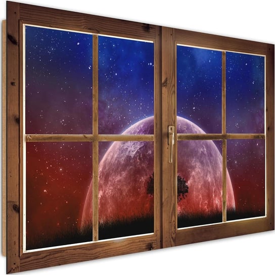 Obraz dekoracyjny FEEBY, Widok z okna Księżyc Drzewo 60x40 Feeby