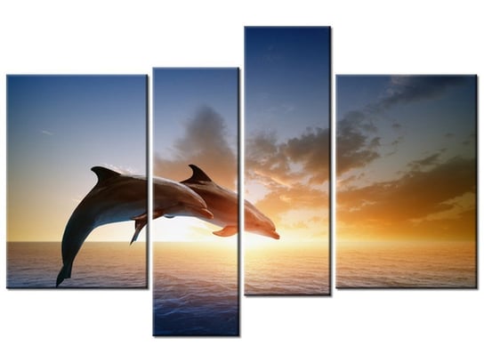 Obraz Delfiny, 4 elementy, 130x85 cm Oobrazy
