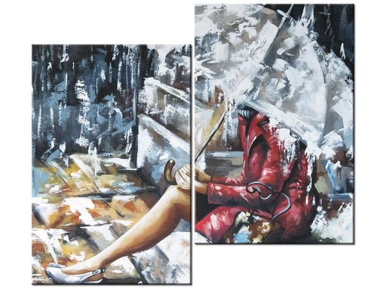 Obraz Deszczowa dziewczyna, 2 elementy, 80x70 cm Oobrazy