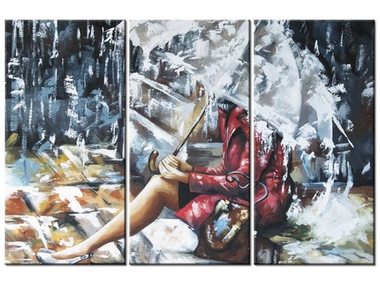 Obraz Deszczowa dziewczyna, 3 elementy, 90x60 cm Oobrazy