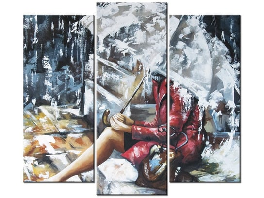 Obraz Deszczowa dziewczyna, 3 elementy, 90x80 cm Oobrazy