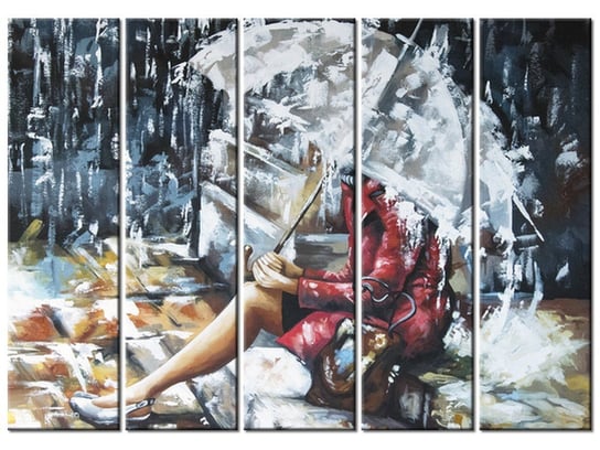 Obraz Deszczowa dziewczyna, 5 elementów, 225x160 cm Oobrazy
