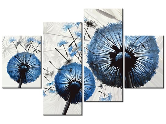 Obraz, Dmuchawce w niebieskim kolorze, 4 elementy, 120x80 cm Oobrazy