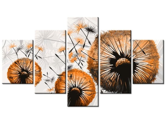 Obraz, Dmuchawce w pomarańczach, 5 elementów, 125x70 cm Oobrazy