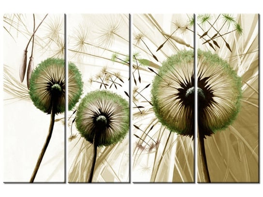 Obraz, Dmuchawce w zieleni, 4 elementy, 120x80 cm Oobrazy