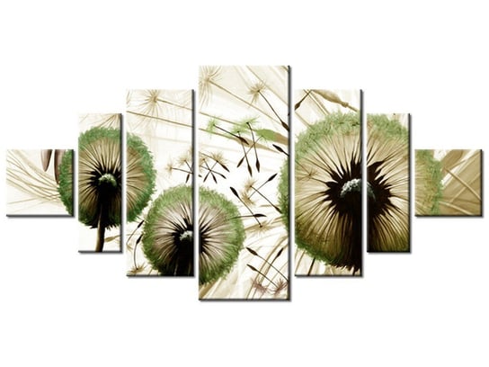 Obraz, Dmuchawce w zieleni, 7 elementów, 200x100 cm Oobrazy