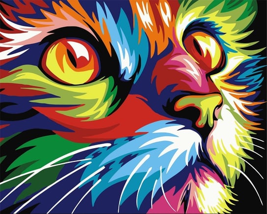 Obraz Do Malowania 40x50cm Po Numerach Na Drewnianej Ramie - Kolorowy Kot artnapi