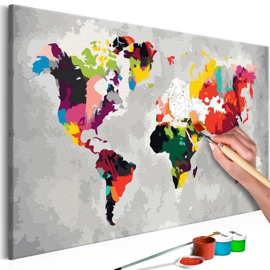 Obraz do malowania: Jaskrawa mapa świata, 60x40 cm zakup.se