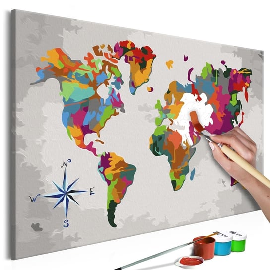 Obraz do malowania: Mapa świata, Róża wiatrów, 60x40 cm zakup.se