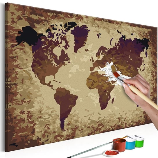 Obraz do malowania: Mapa świata w brązach, 60x40 cm zakup.se
