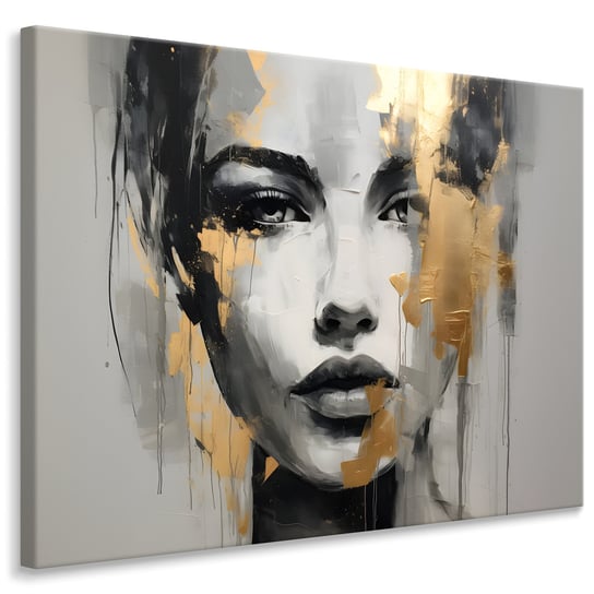 Obraz Do Salonu Abstrakcja ZŁOTY Portret Kobiety Styl Glamour Loft 90cm x 60cm Muralo