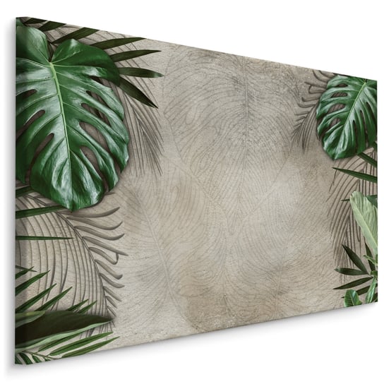 Obraz Do Salonu LIŚCIE Tropikalne Beton Efekt 3D Dekoracja 120x80cm Muralo