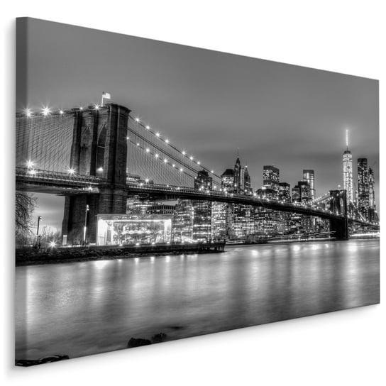 Obraz Do Salonu Manhattan Bridge Nowy Jork CZARNO-BIAŁA Panorama 3D 100cm x 70cm Muralo