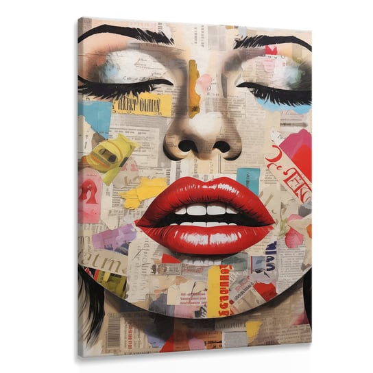 Obraz Do Salonu PORTRET Kobiety Czerwone Usta Abstrakcja 30cm x 40cm Muralo