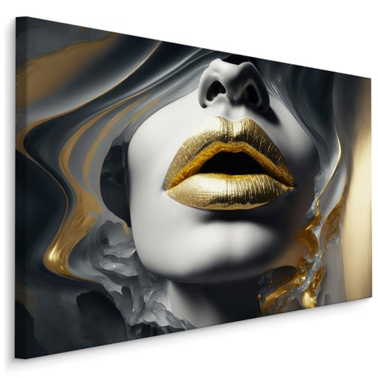Obraz Do Salonu Złote USTA Twarz Kobiety Abstrakcja Efekt 3D 120x80 Muralo