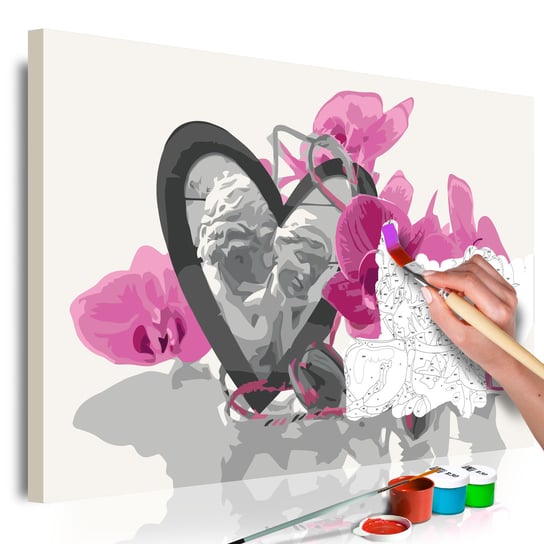 Obraz do samodzielnego malowania - Aniołki (serce i różowa orchidea) Różowy 60x40 ARTGEIST