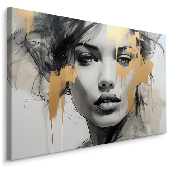 Obraz Do Sypialni Abstrakcja Złoty Portret Kobiety Styl Glamour 90Cm X 60Cm Muralo