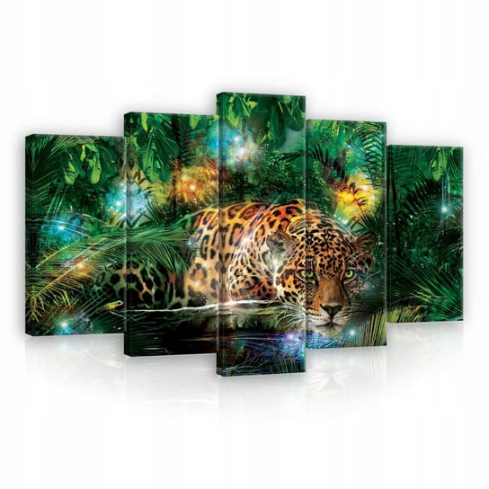 Obraz Do Sypialni Salonu Na Płótnie 5 Części Jaguar Nowoczesny Duży 3D 100X60 Consalnet