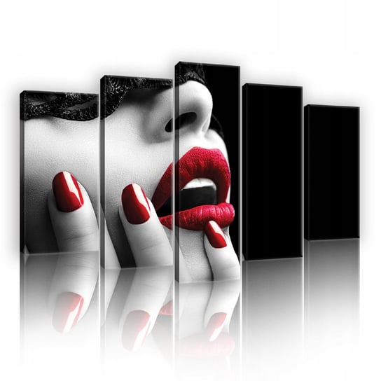 Obraz Do Sypialni Salonu Na Płótnie 5 Części Kobieta Usta Tryptyk Duży 100X60 Consalnet