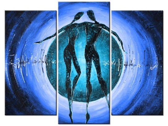 Obraz Do tanga trzeba dwojga w niebieskim, 3 elementy, 90x70 cm Oobrazy