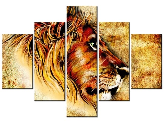 Obraz Dostojny lew, 5 elementów, 100x70 cm Oobrazy