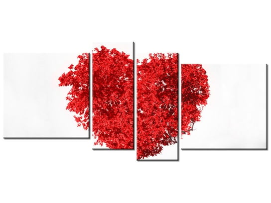 Obraz Drzewo miłości red, 4 elementy, 120x55 cm Oobrazy