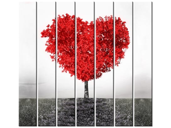 Obraz Drzewo miłości red, 7 elementów, 210x195 cm Oobrazy