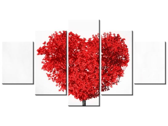 Obraz, Drzewo miłości w czerwieni, 5 elementów, 150x80 cm Oobrazy