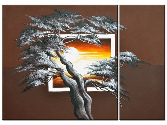 Obraz Drzewo na tle zachodzącego słońca, 2 elementy, 70x50 cm Oobrazy