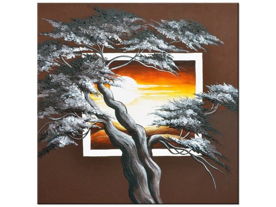Obraz Drzewo na tle zachodzącego słońca, 40x40 cm Oobrazy