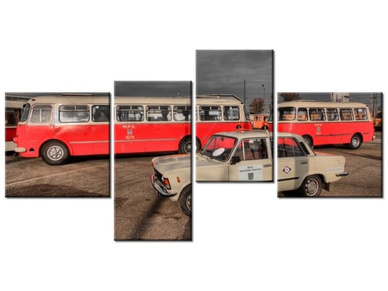 Obraz Duży Fiat, 4 elementy, 140x70 cm Oobrazy