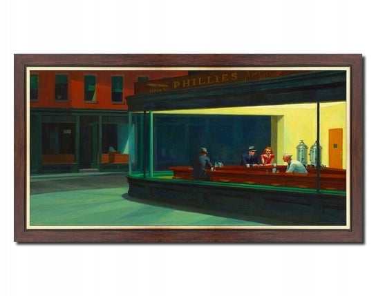 obraz Edward Hopper Nighthawks NOCNE MARKI + rama brązowa złota Inna marka