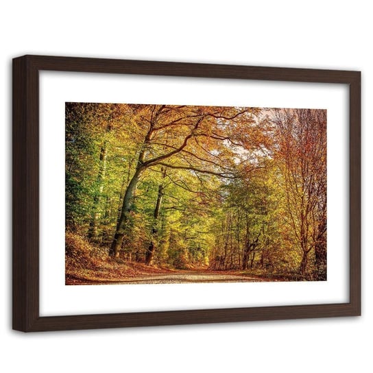 Obraz FEEBY Droga w lesie jesienią, 60x40 cm Feeby