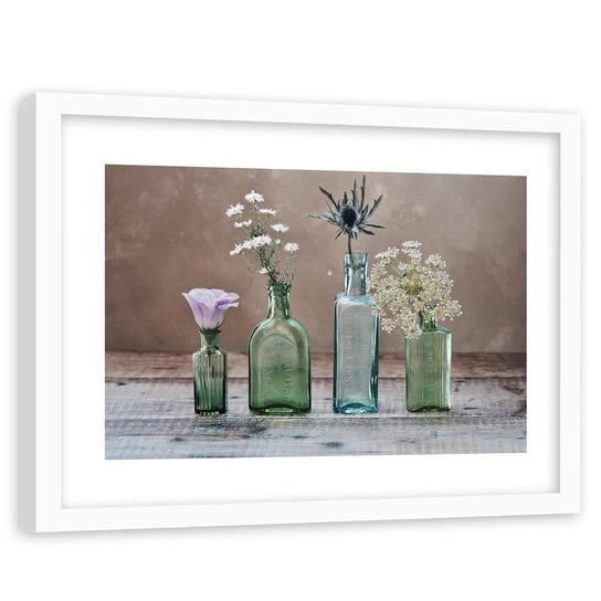Obraz FEEBY Kwiaty w szklanych wazonach, 120x80 cm Feeby