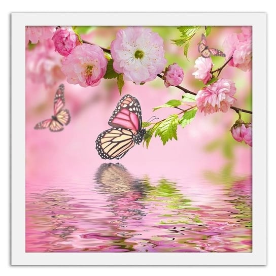 Obraz FEEBY Motyl wśród kwiatów, 70x70 cm Feeby