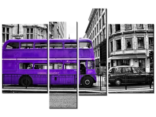 Obraz Fioletowy londyński autobus, 4 elementy, 130x85 cm Oobrazy