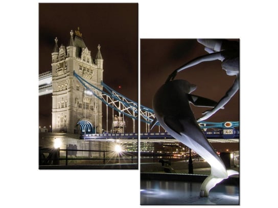 Obraz Fontanna przy Tower Bridge, 2 elementy, 60x60 cm Oobrazy