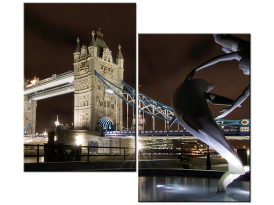 Obraz Fontanna przy Tower Bridge, 2 elementy, 80x70 cm Oobrazy