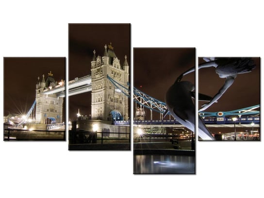 Obraz Fontanna przy Tower Bridge, 4 elementy, 120x70 cm Oobrazy