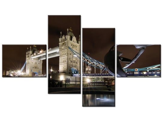 Obraz Fontanna przy Tower Bridge, 4 elementy, 140x80 cm Oobrazy