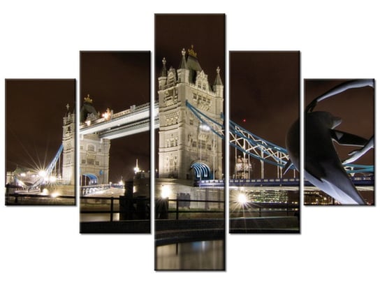 Obraz Fontanna przy Tower Bridge, 5 elementów, 100x70 cm Oobrazy