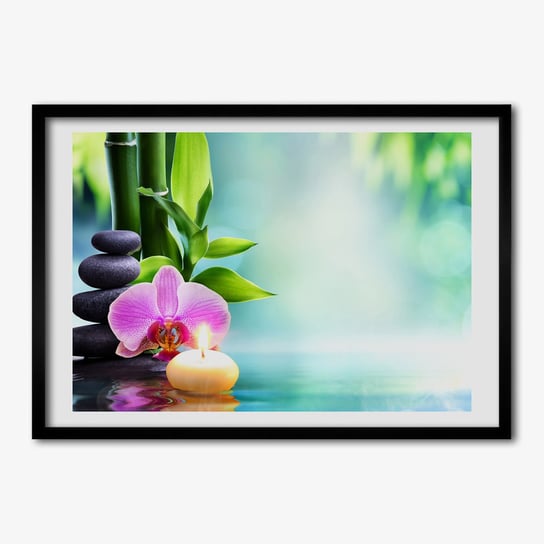 Obraz foto ramka do salonu TULUP Orchidea bambus 70x50 cm Tulup