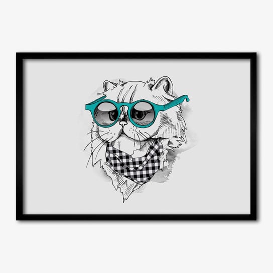 Obraz foto w ramce TULUP Kot w okularach 70x50 cm cm Tulup