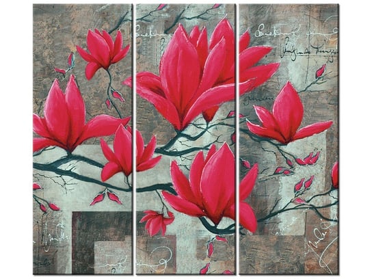 Obraz Fuksjowa magnolia, 3 elementy, 90x80 cm Oobrazy