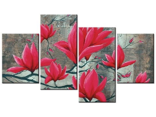 Obraz Fuksjowa magnolia, 4 elementy, 120x70 cm Oobrazy