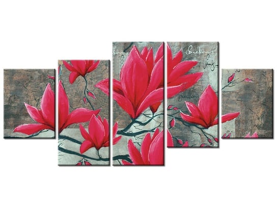 Obraz, Fuksjowa magnolia, 5 elementów, 150x70 cm Oobrazy